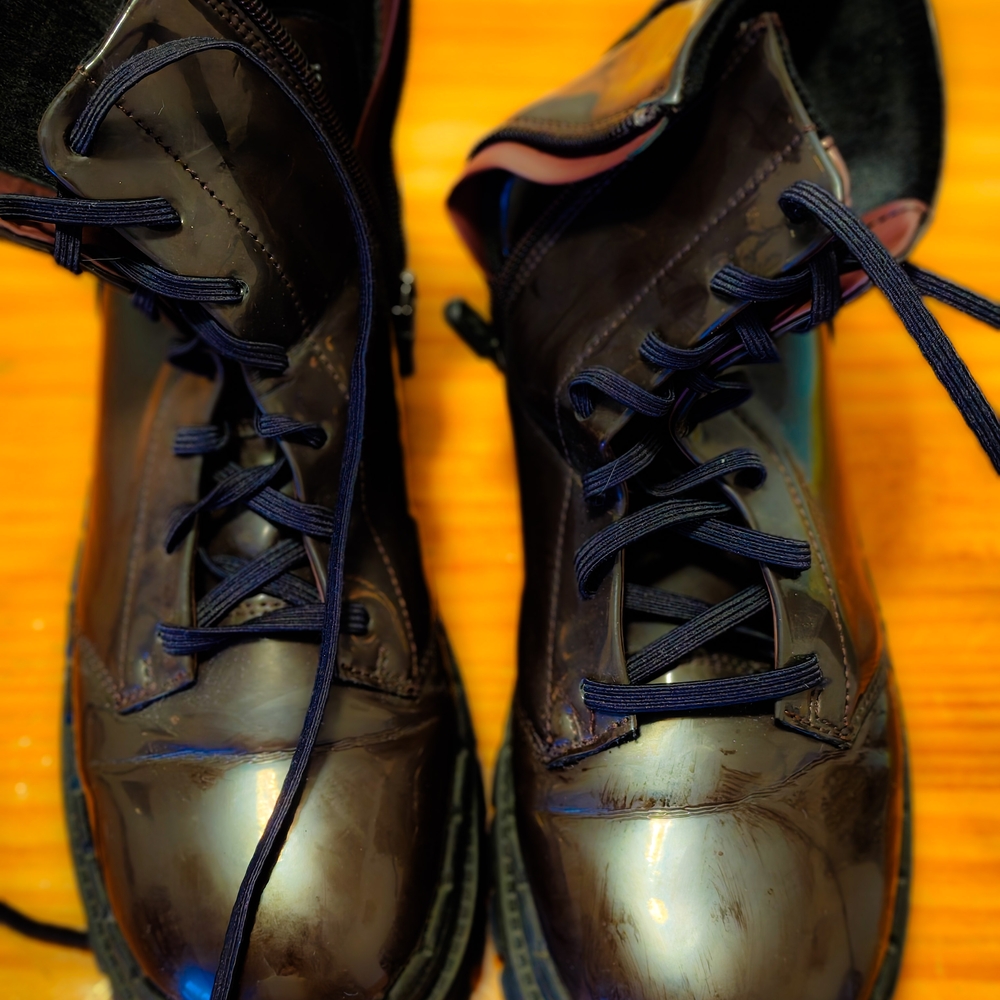 Women's Skechers Vegan Patent "Leather" Lace-Up Boots Size 6.5